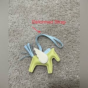 Authenticated Hermes Rodeo Pegase PM Charm, Color Jaune Bourgeon/Bleu Brume/Nata